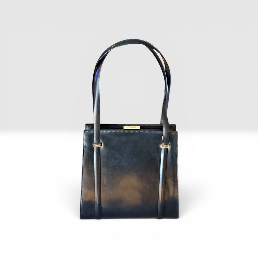 Gucci Black Patent Leather Frame Top Handle Bag Gold Hardware Refurbished
